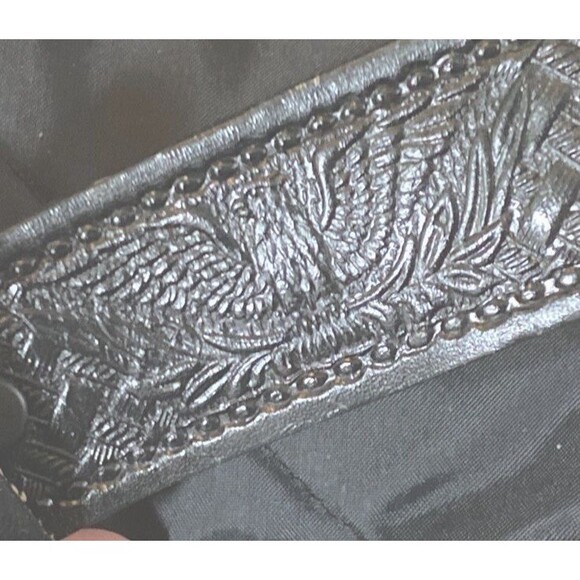 Circle G Hand Tooled Black Leather Dog Collar 20" - Picture 5 of 13